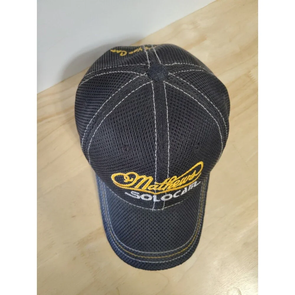 Mathews Solocam Archery Strapback Black Embroidered Hunting Hat Cap Bow 6 Panel